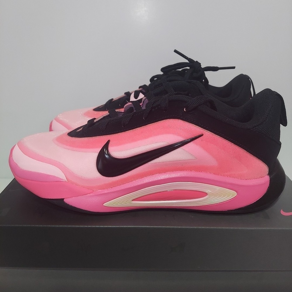 Nike Kids Size 5Y A'One GS Low Top Basketball Shoes Coral/Pink/Black HF7001-001